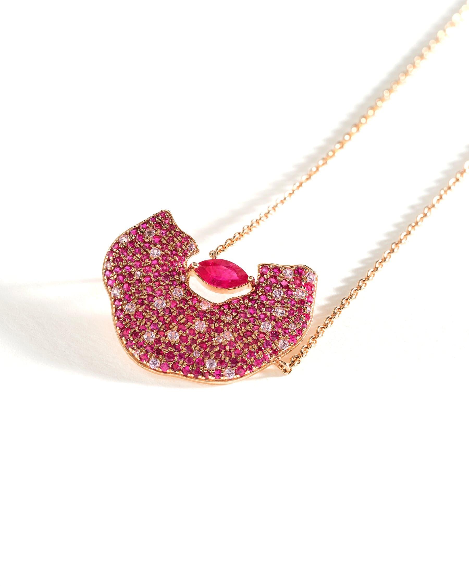 Akshita Rattha Pendants Gorgonia Pendant - Ruby & Pink sapphire